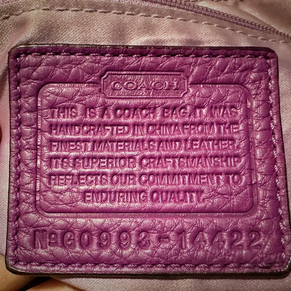 Vintage Coach purple Pink leather and Tan Signature Tote Bag shoulder bag 2009 - Picture 5 of 17